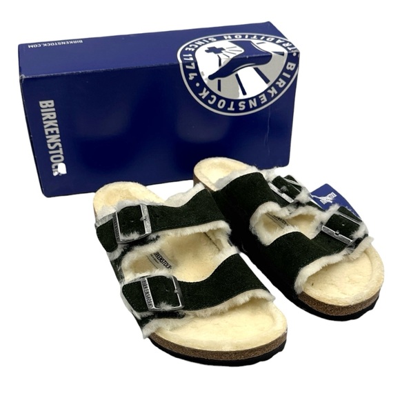 Birkenstock Arizona Shearling Slide Sandals Size 42